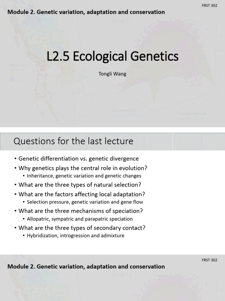 L2.5 Ecological Genetics | PDF | Evolution | Genetics