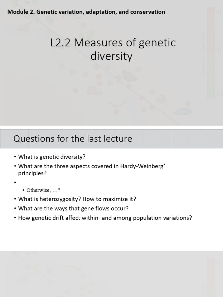 L2.2 Measure of Genetic Diversity | PDF | Genetic Diversity | Genetics