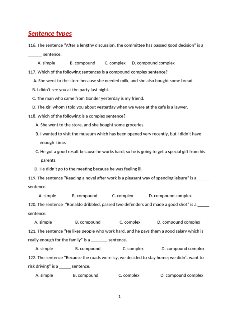 Types of Sentences Explained | PDF | Linguistics | Semantic Units