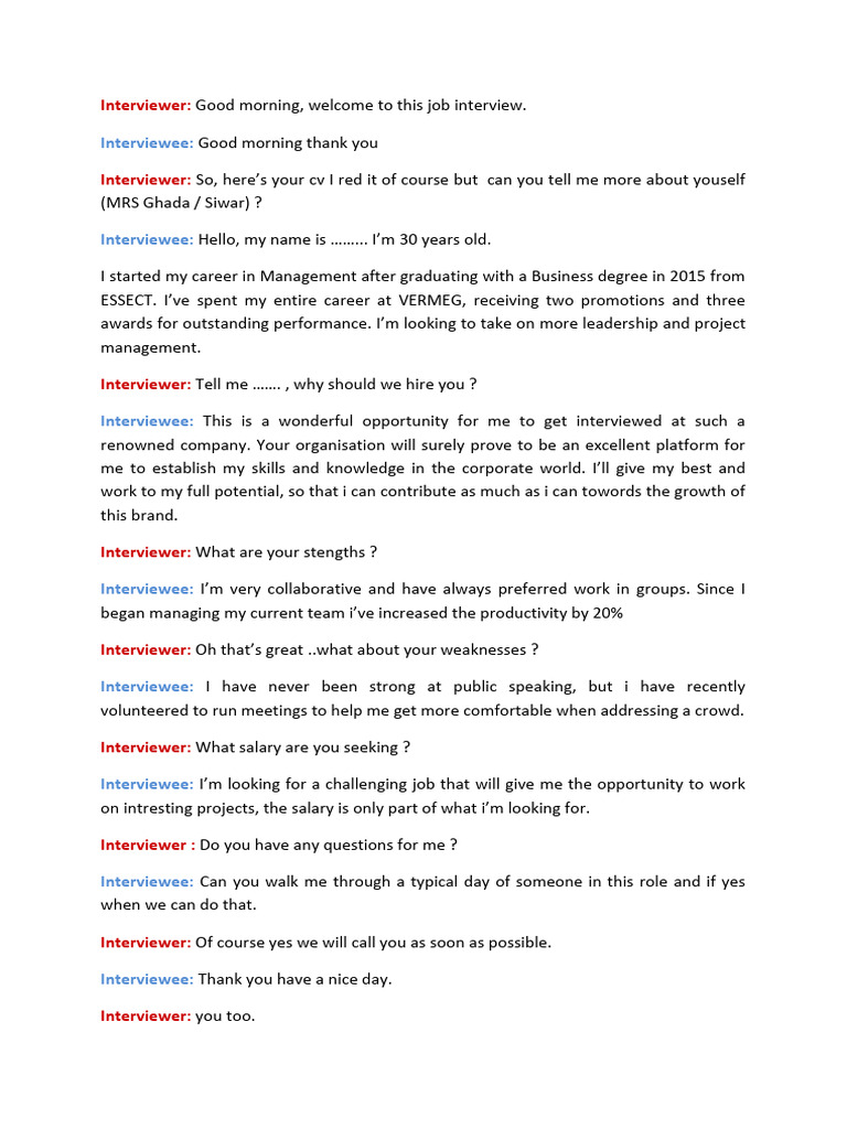 Job Interview | PDF