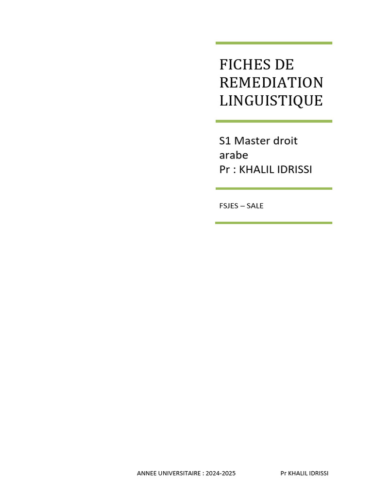 Remédiation Linguistique en Droit Arabe | PDF | Adverbe | Genre grammatical