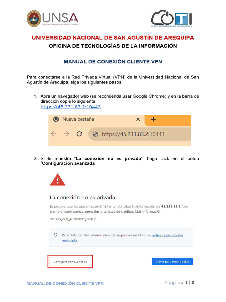 Conexión VPN UNSA: Guía Paso a Paso | PDF | Red privada virtual ...