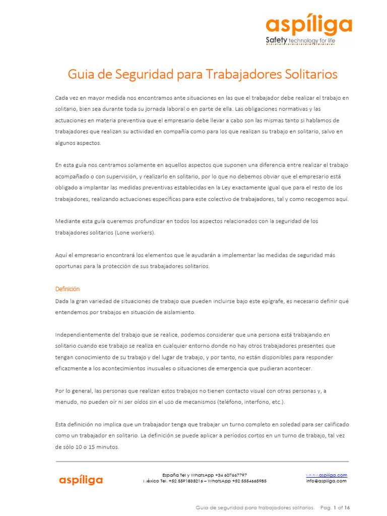 Seguridad para Trabajadores Solitarios | PDF | Valores | Riesgo