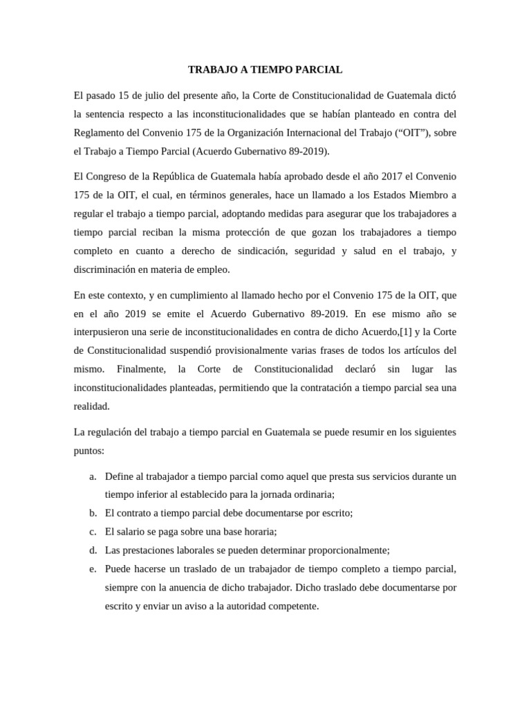 Trabajo A Tiempo Parcial Doctrina | PDF | Derecho laboral | Tiempo de ...