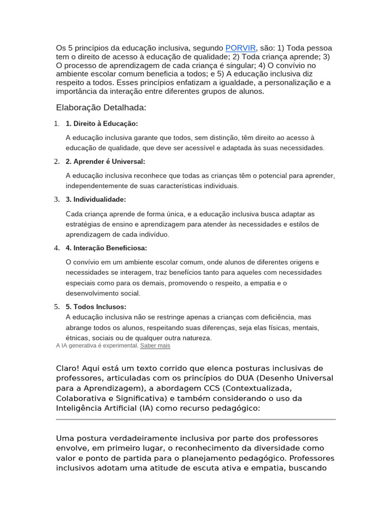 Os 5 Princípios Da Educação Inclusiva | PDF | Pedagogia | Inclusão ...