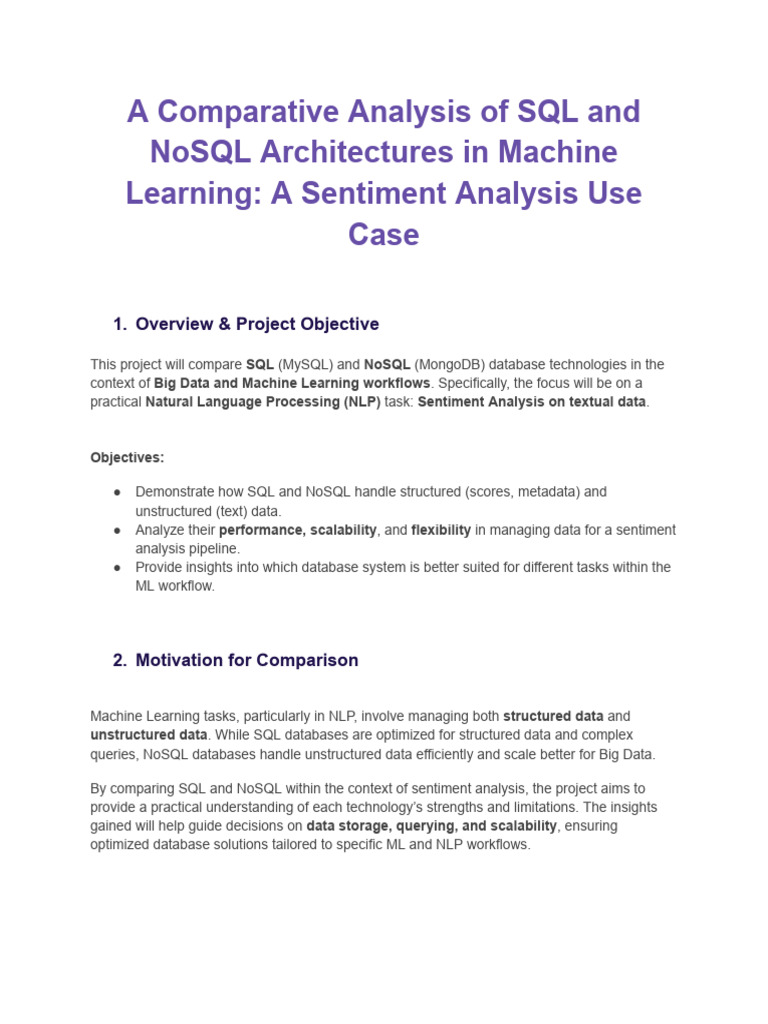 SQL vs NoSQL for Sentiment Analysis | PDF | No Sql | Databases
