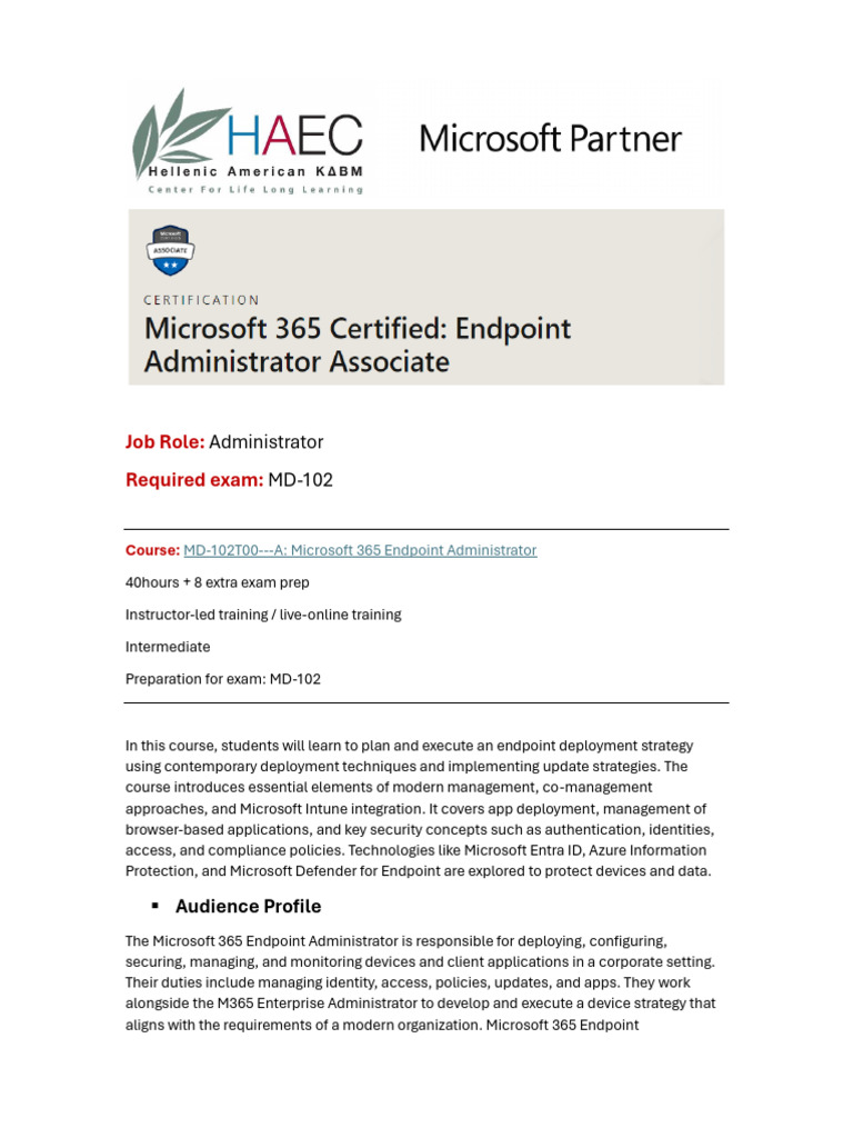Microsoft 365 Endpoint Admin Course | PDF | Mobile App | Microsoft Windows