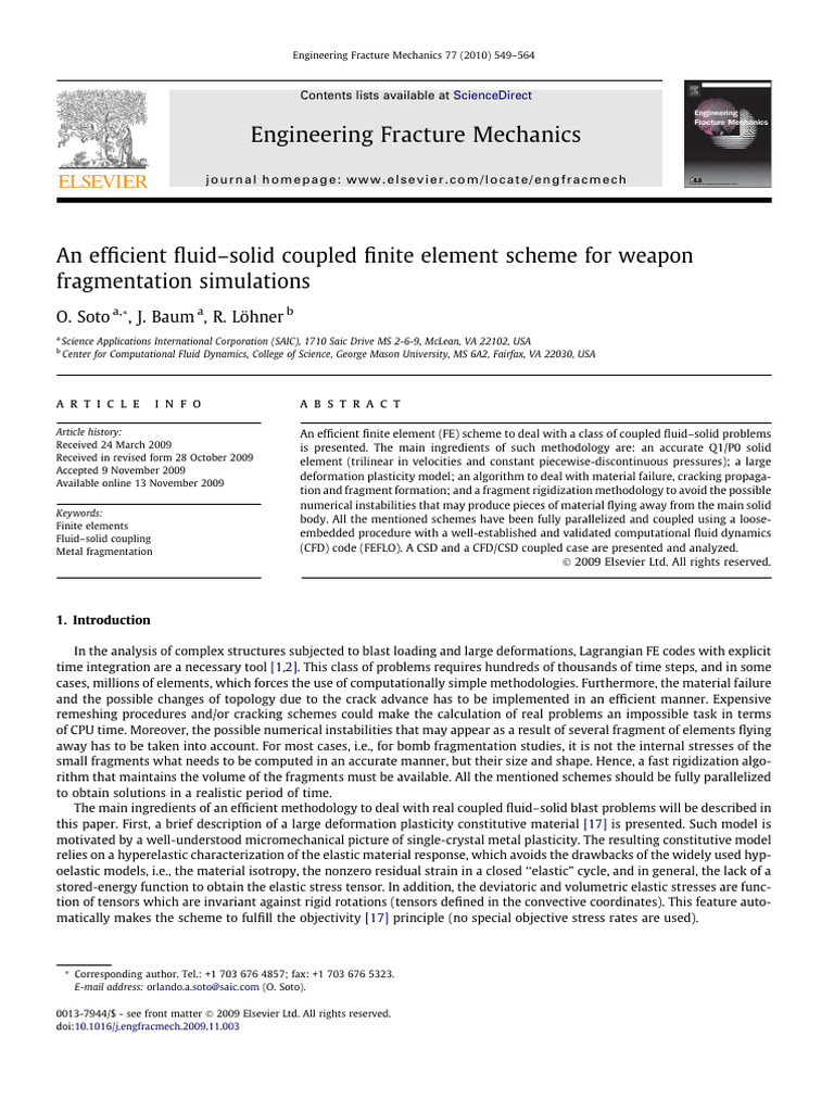 Efficient Fluid-Solid FE Scheme for Fragmentation | PDF | Elasticity ...