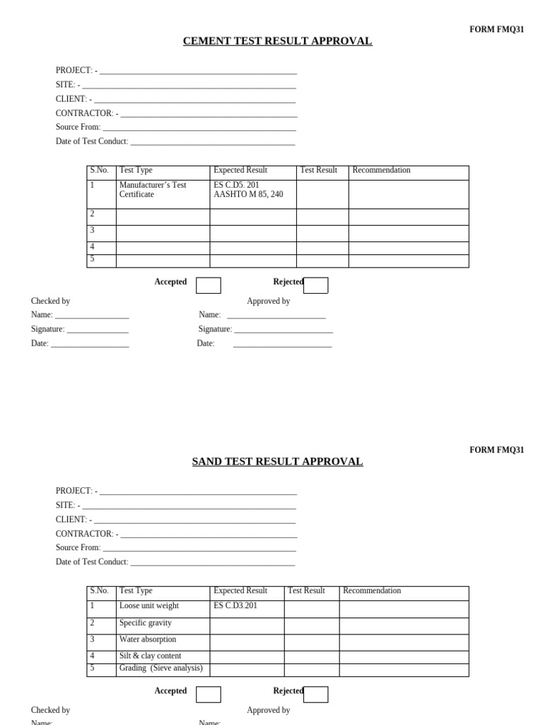 0 Concrete & IngredientsTest Result Approval | PDF | Concrete ...