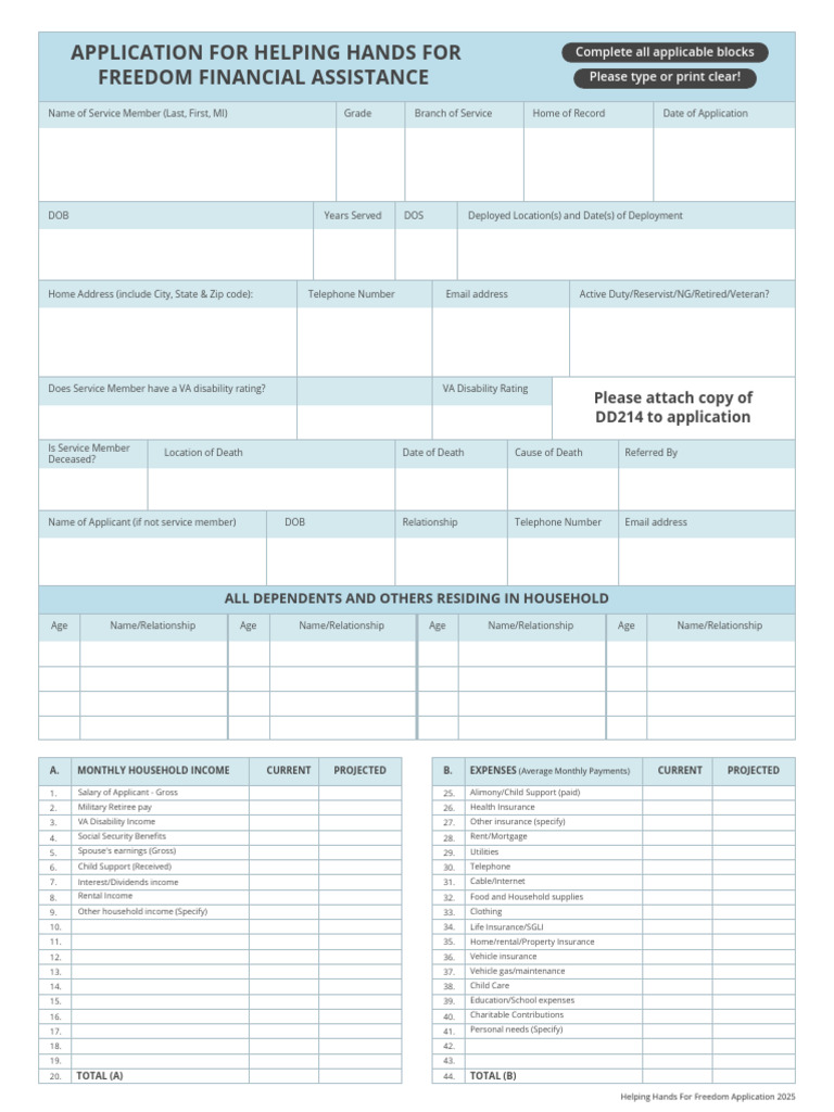 HH FF Fill Able Application PDF | PDF | Debt | Social Security (United ...