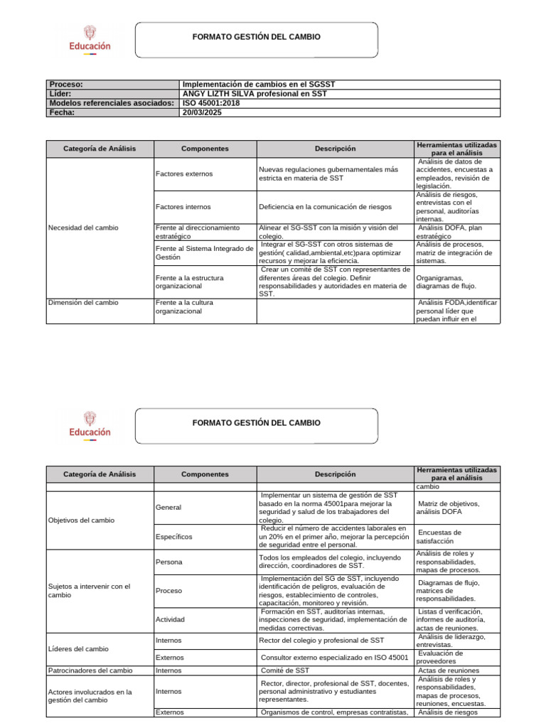 Gestion Del Cambio Editado | PDF | Análisis FODA | Business