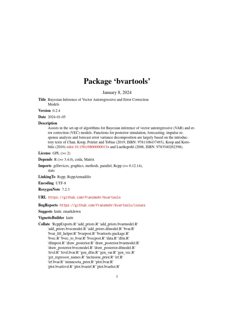 Bayesian VAR and VEC Model Tools | PDF | Vector Autoregression ...