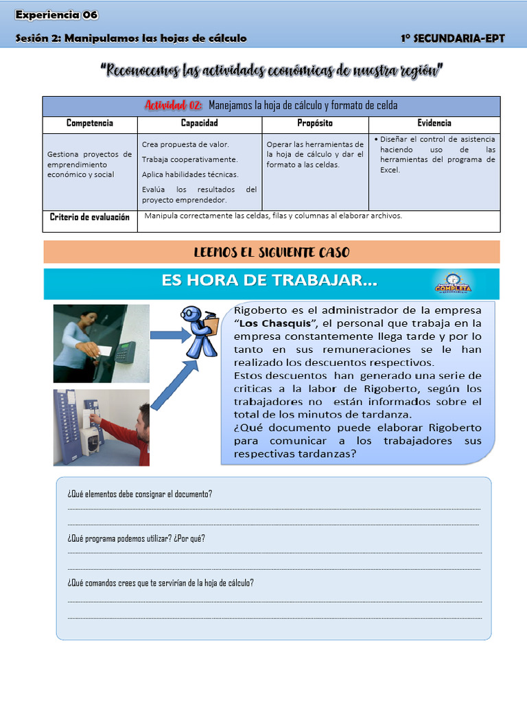 Ficha EPT - Eda6 - Act 2 - 1ro | PDF | Hoja de cálculo | Microsoft Excel