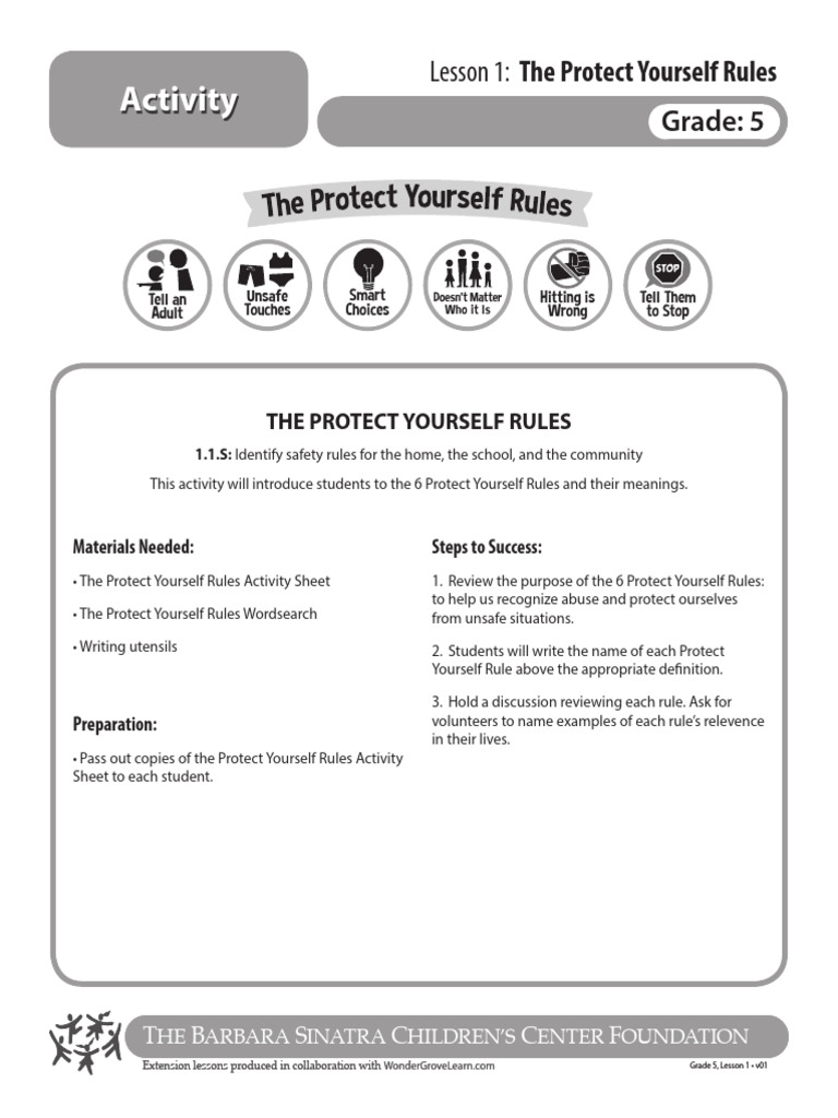 Protect Yourself Rules for Grade 5 | PDF