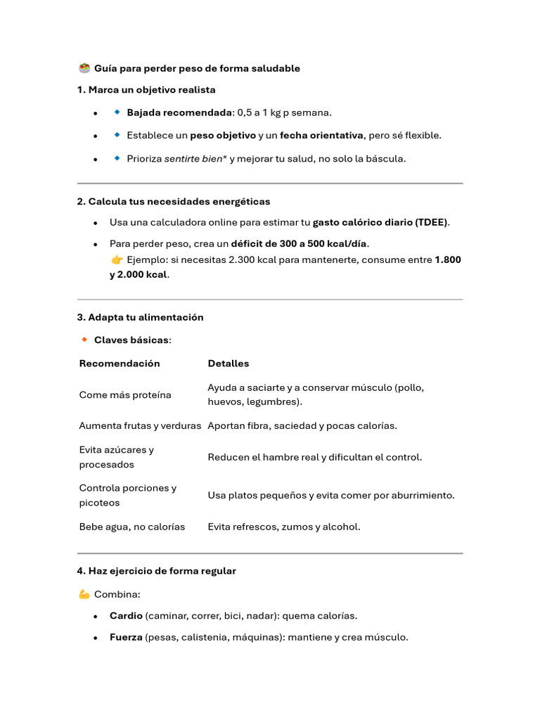 ? Guía para Perder Peso de Forma Saludable | PDF