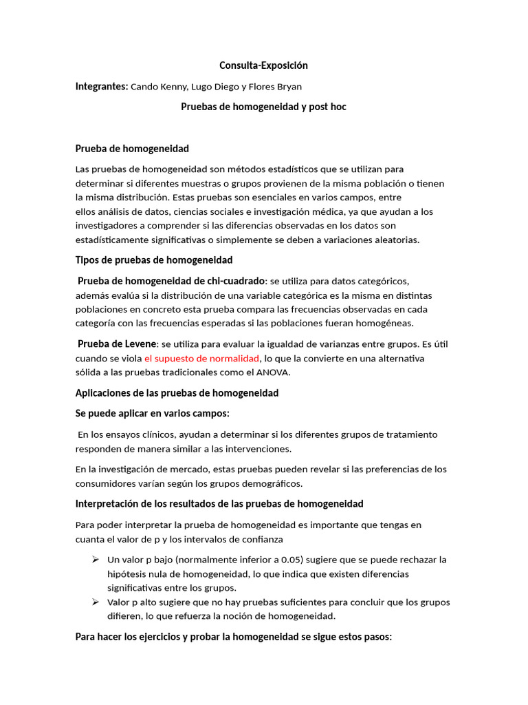 Consulta de Homogeneidad - Kenny | PDF | Distribución Cuadrada Chi ...