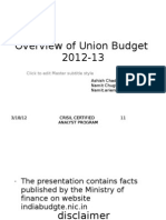 Overview of Union Budget 2012-13: Click To Edit Master Subtitle Style