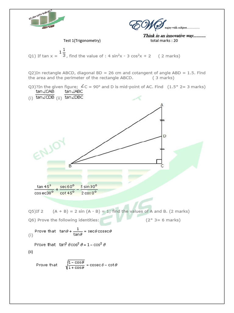 Akash Sir Math Test Paper | PDF