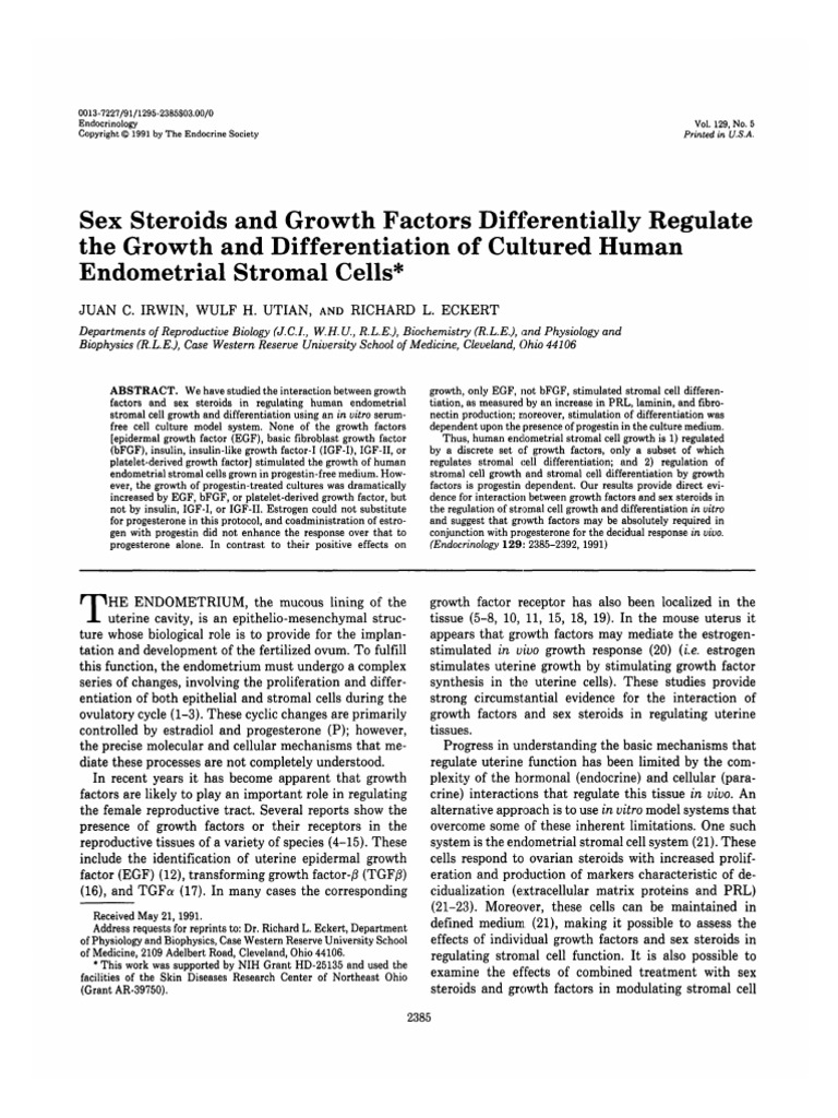 Irwin JC, - 1991 - Sex Steroids and Growth Factors Differentially ...