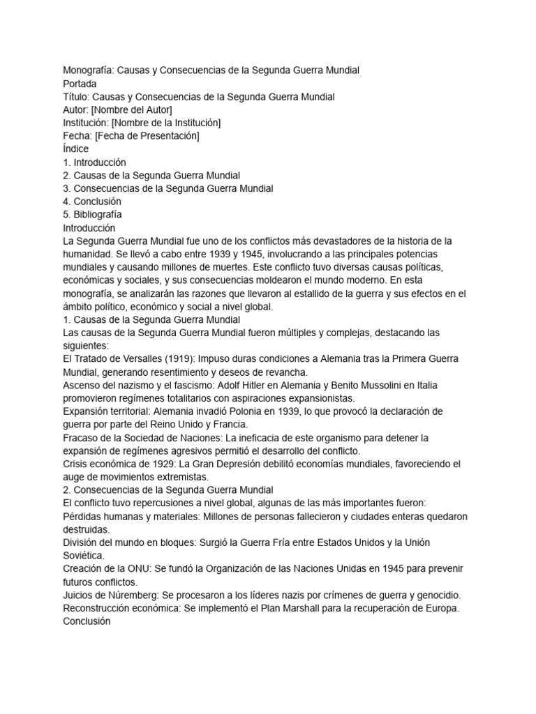 Causas y Consecuencias de la WWII | PDF | Segunda Guerra Mundial ...