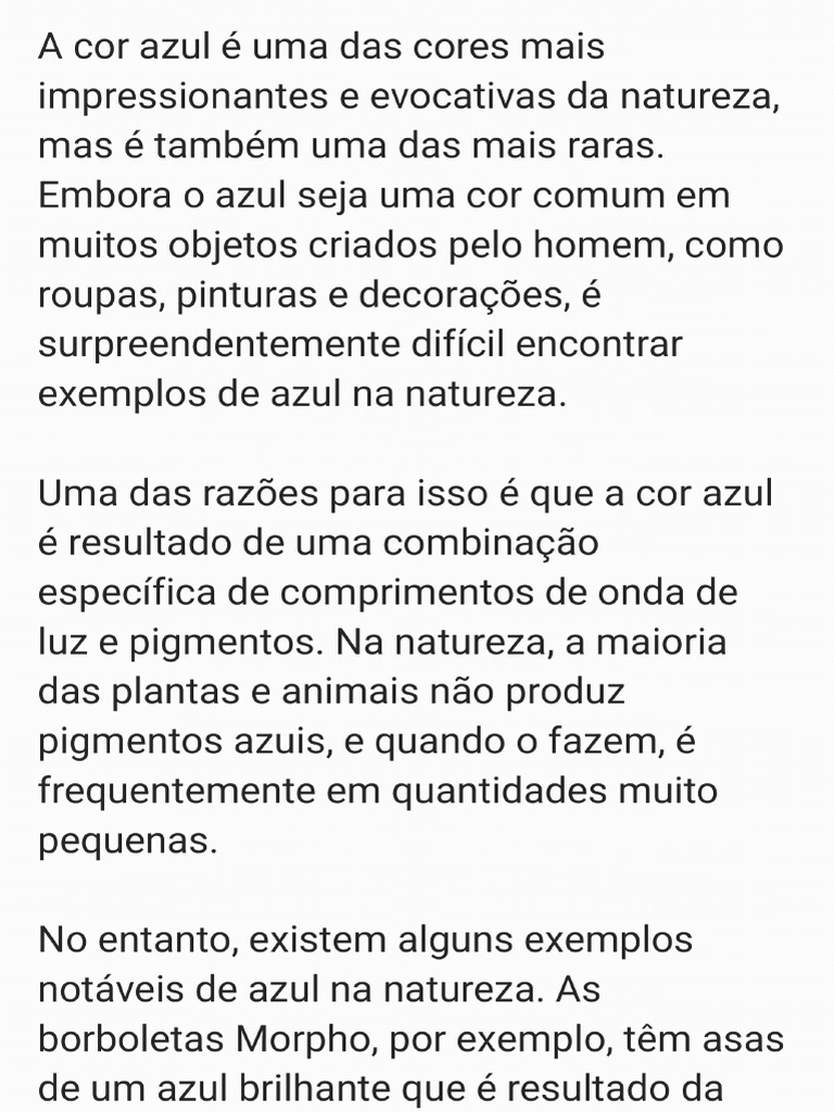 Por Que a Cor Azul é a Mais Rara Da Natureza | PDF