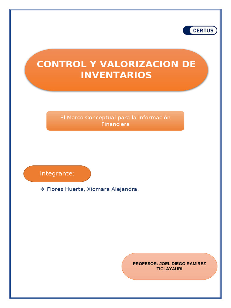 Trabajo Control y Valorizacion de Inve - El Marco Conceptual para La ...