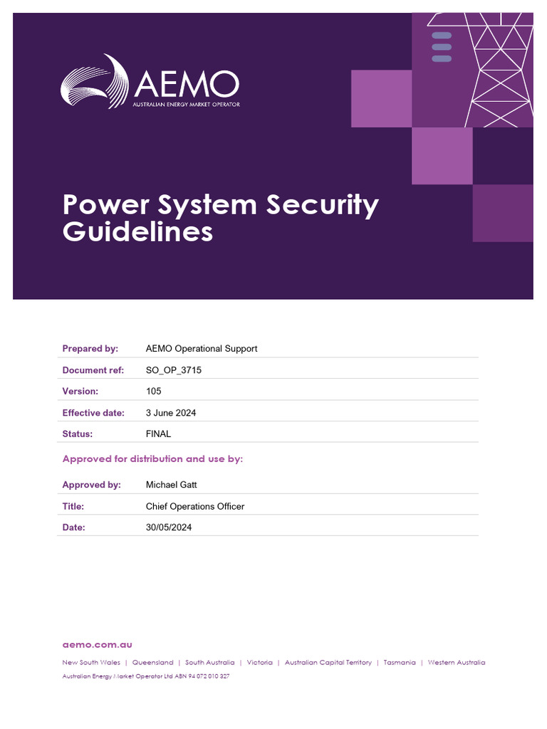 Power System Security Guidelines AEMO | PDF | Electric Power | Electricity