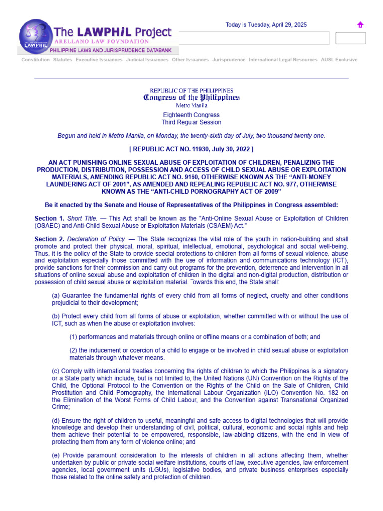 Anti-Online Child Exploitation Act | PDF | Crimes | Crime & Violence