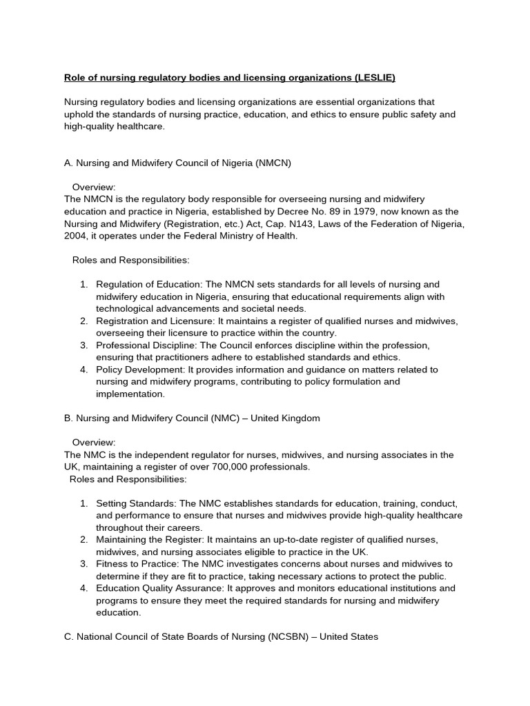 Nursing Regulatory Bodies Worldwide | PDF | Midwife | Nursing