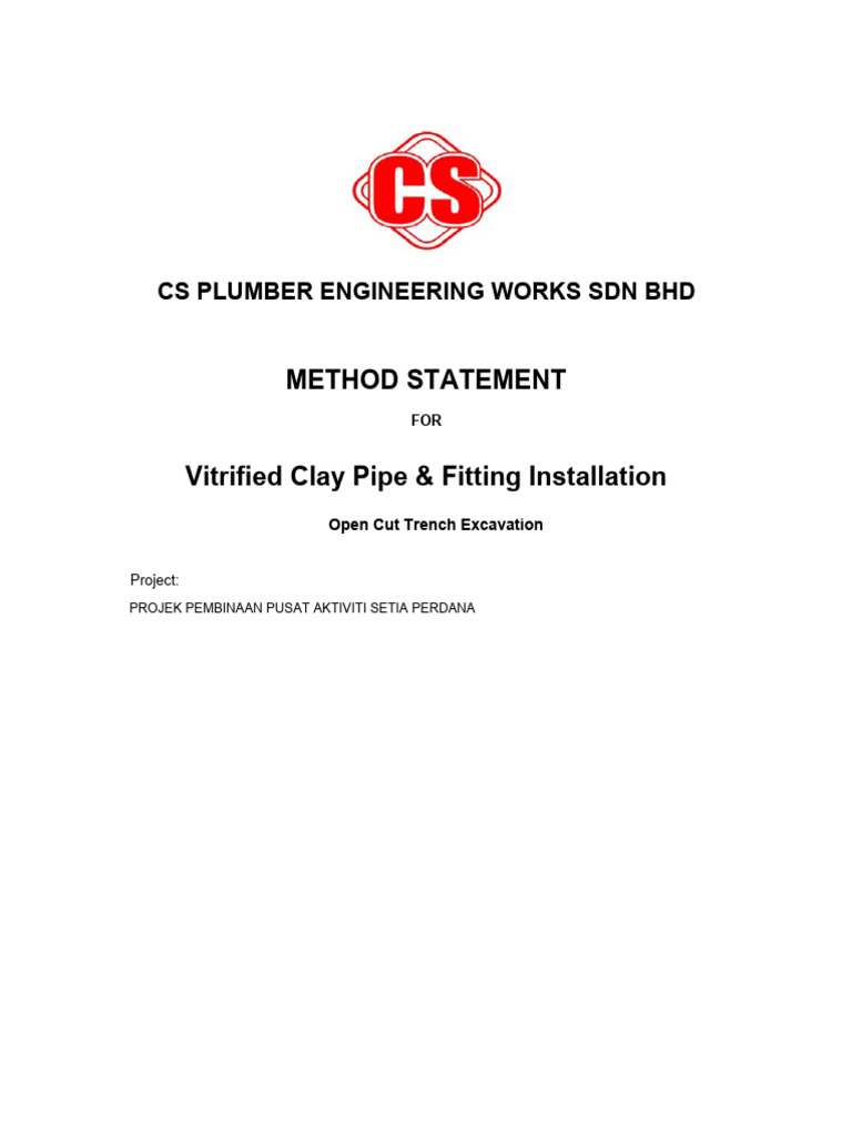Open Cut Trench Method Statement | PDF | Pipe (Fluid Conveyance) | Trench