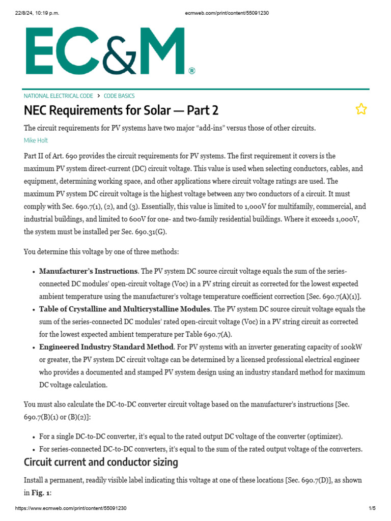 NEC Requirements for Solar — Part 2 | PDF | Photovoltaic System ...