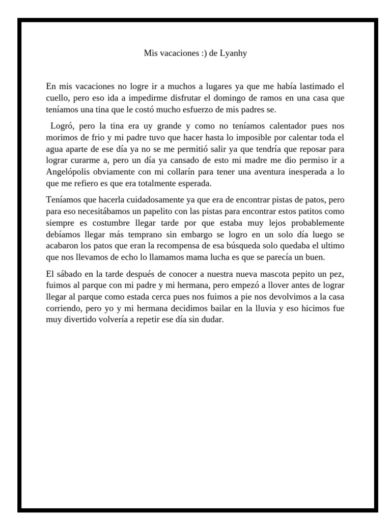 Mis Vacaciones Pdf