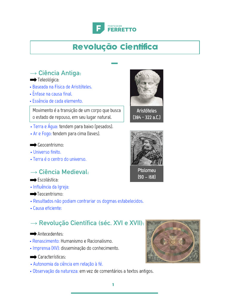 Revolução Científica-Roteiro Da Aula | PDF | Science | Física
