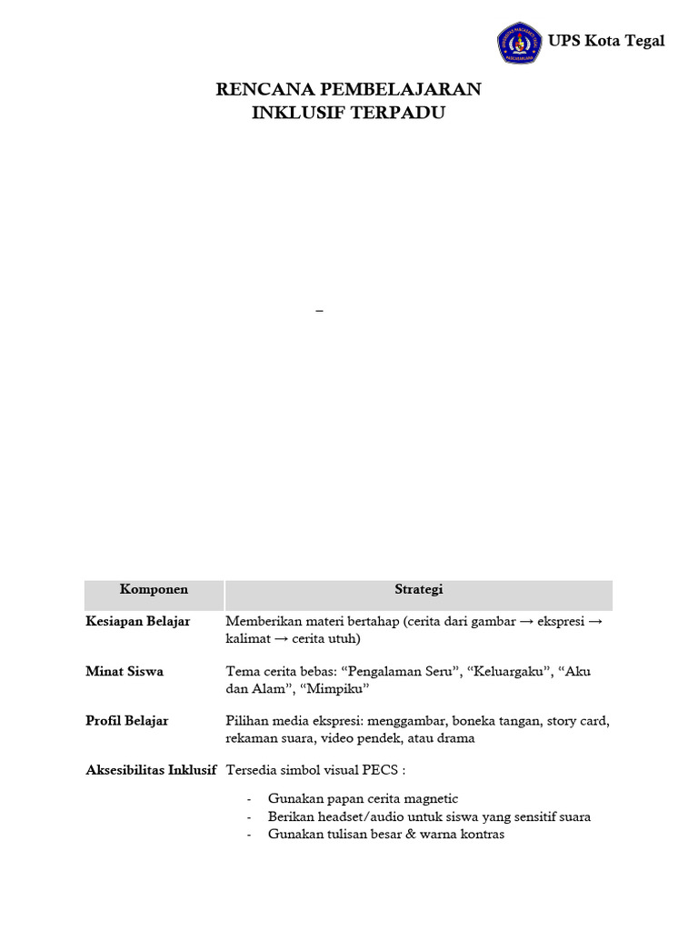 Aziz Aminudin - Rencana Pembelajaran Inklusif Terpadu | PDF