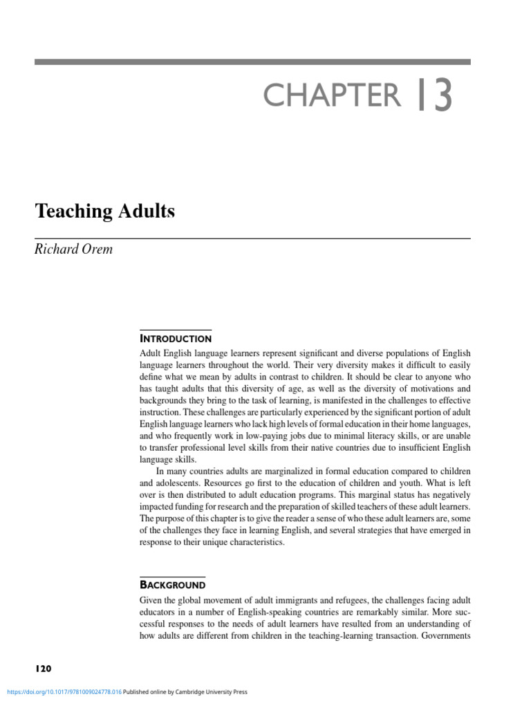 Chapter 13 Teaching Adults | PDF | English As A Second Or Foreign ...