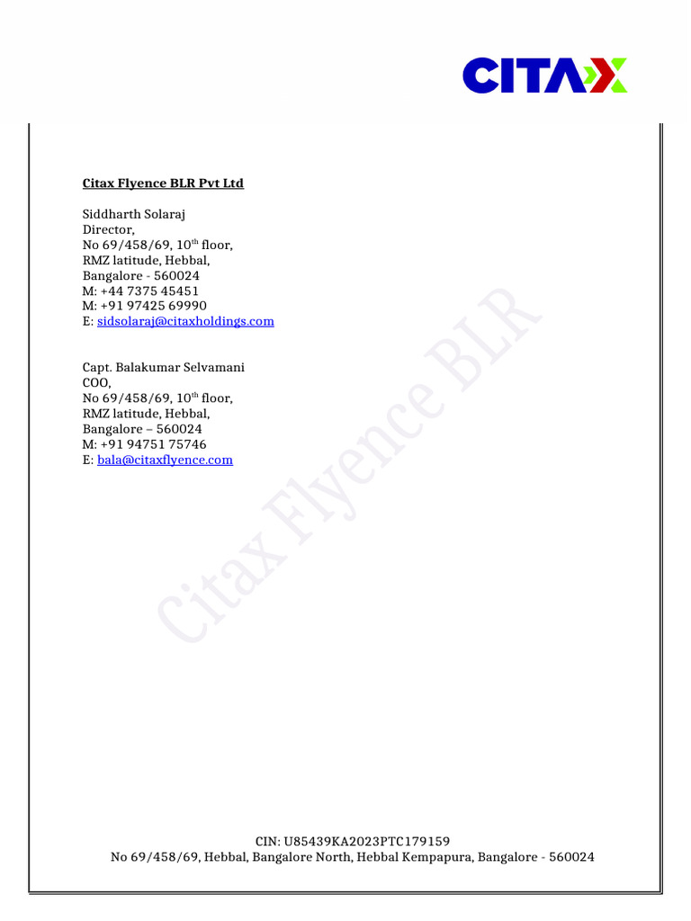 CITAX Flyence Business Card | PDF