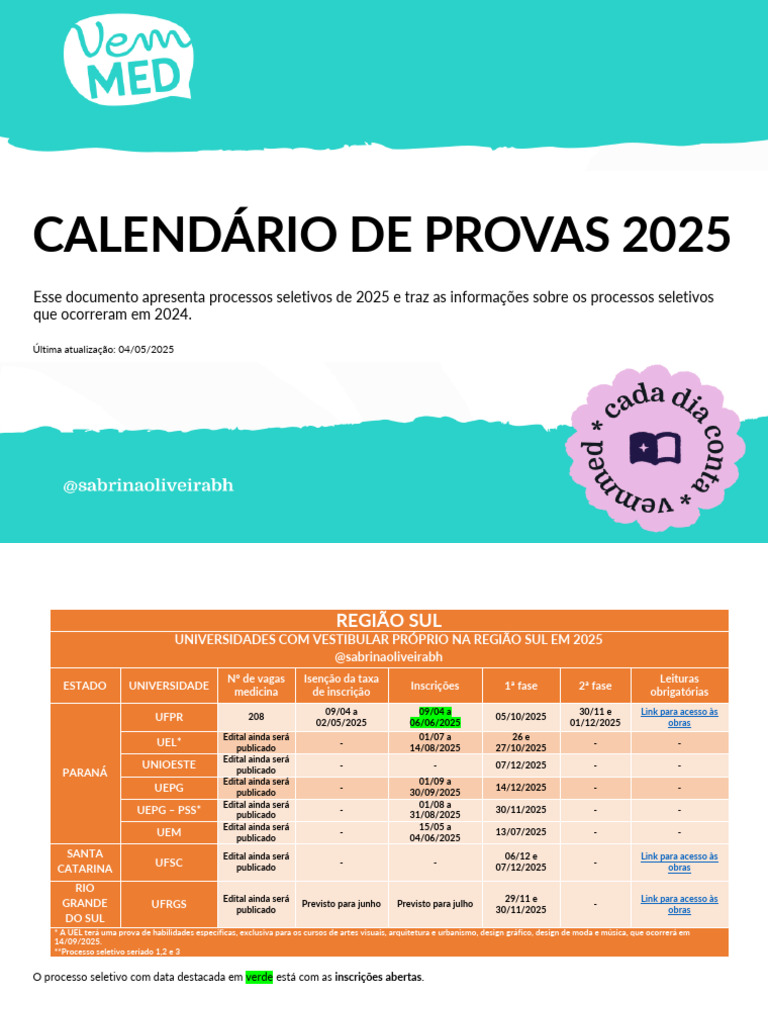 Calendário de Vestibulares 2025 | PDF | Brasil | Política educacional
