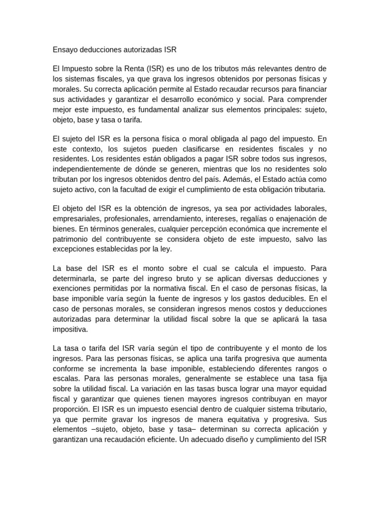 Deducciones Autorizadas del ISR | PDF | Impuesto sobre la renta | Impuestos