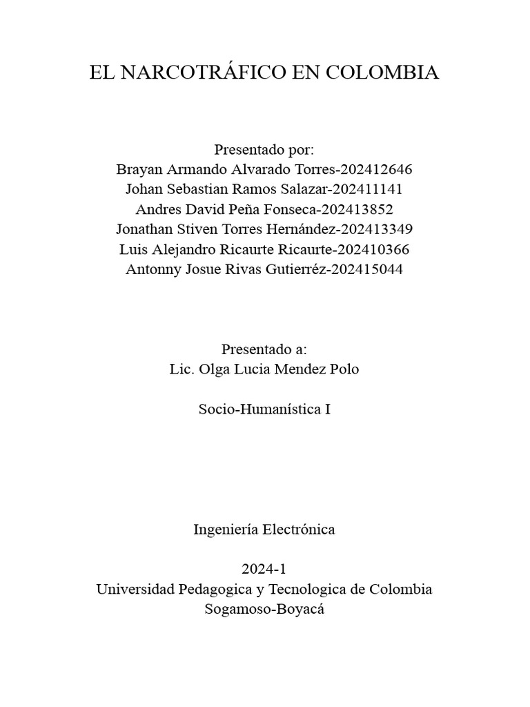 Historia del narcotráfico en Colombia | PDF | Comercio ilegal de drogas ...