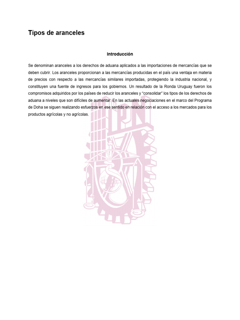Tipos de Aranceles | PDF | Arancel | aduana