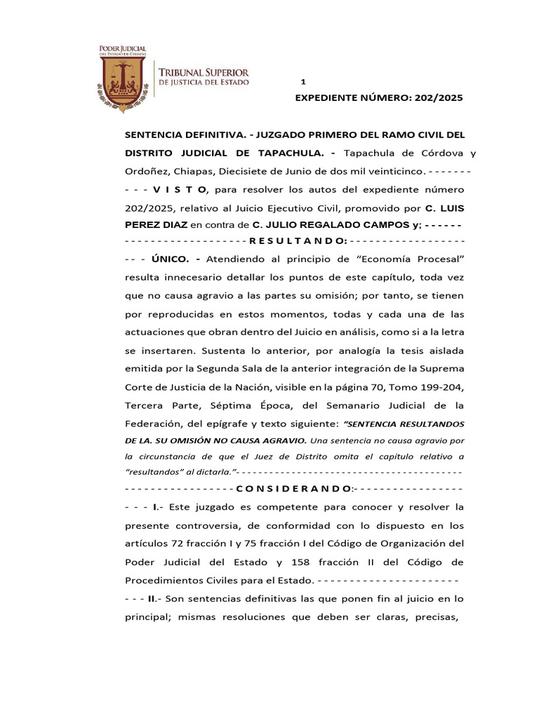 Sentencia Ejecutivo Civil | PDF | Pagos | Demanda judicial
