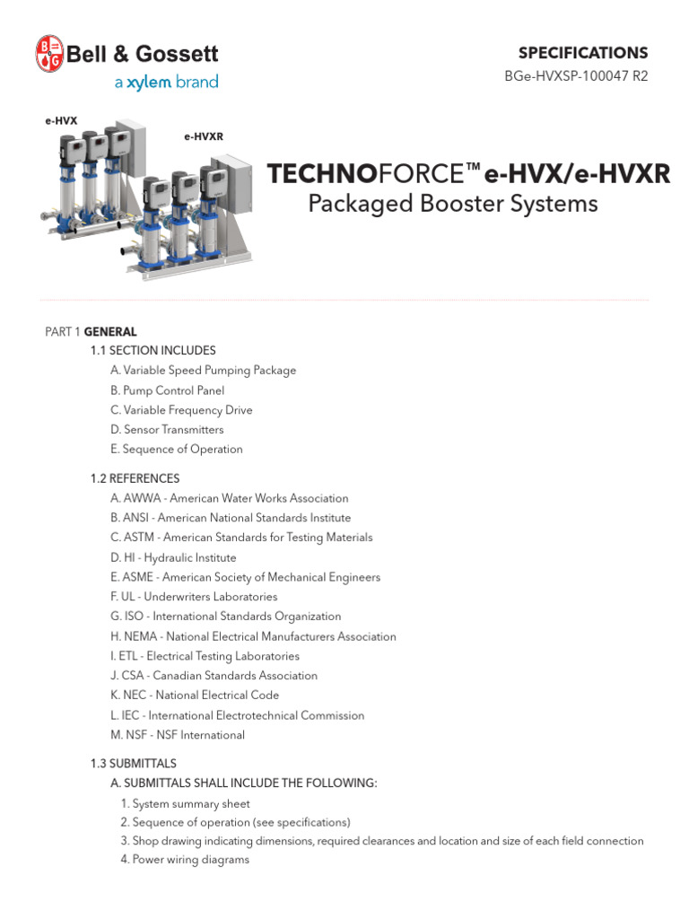 Technoforce E-Hvx and E-Hvxr Specifications (Bge-Hvxsp-100047 r2) | PDF ...