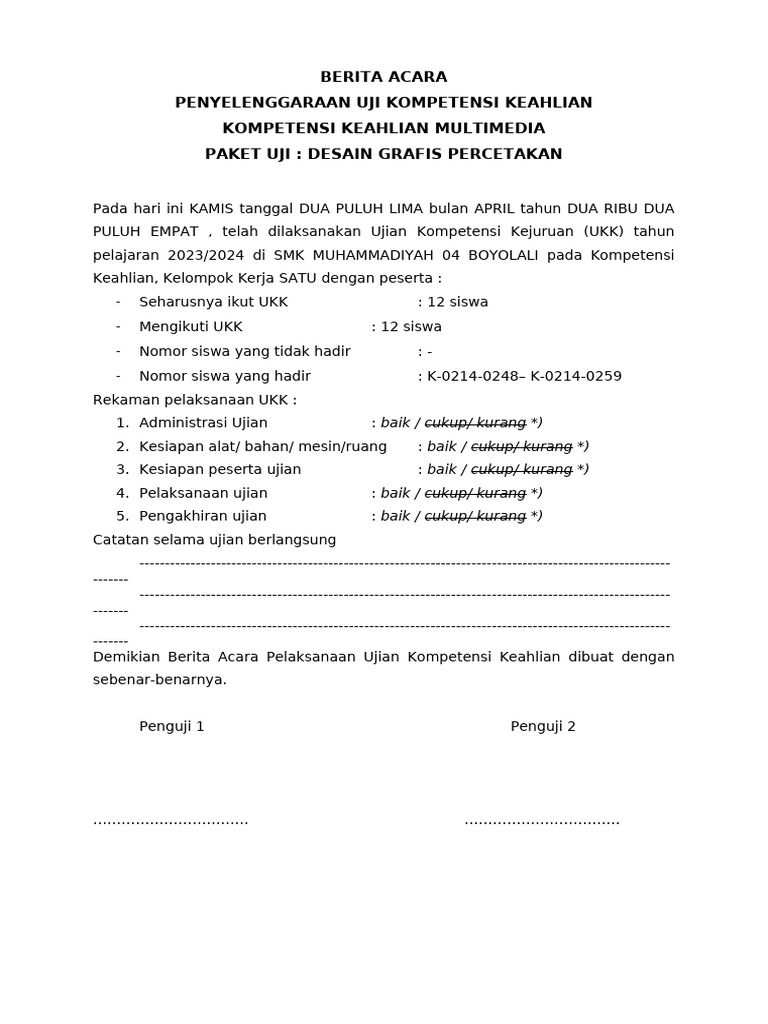 Ujian Kompetensi Multimedia SMK 2024 | PDF