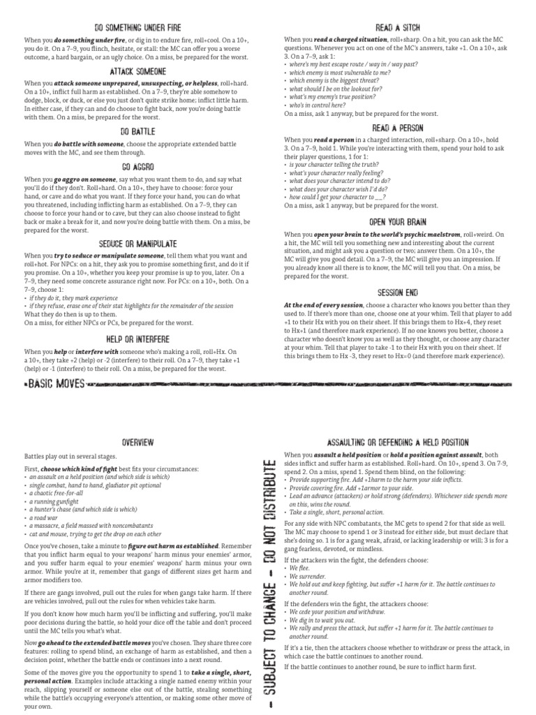 RPG Moves and Session Mechanics Guide | PDF