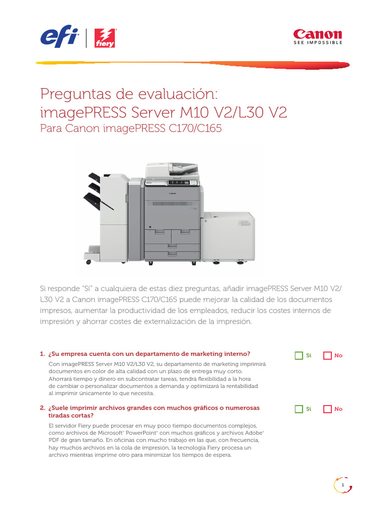 Efi Fiery Canon l30 v2 m10 v2 QQ Es Es | PDF | Color | Impresora ...