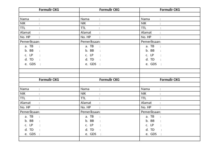 Formulir CKG | PDF
