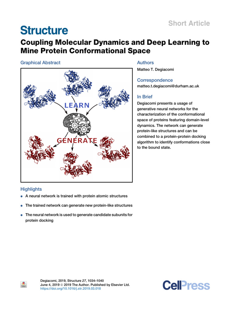 Deep Learning for Protein Dynamics | PDF | Docking (Molecular) | Proteins