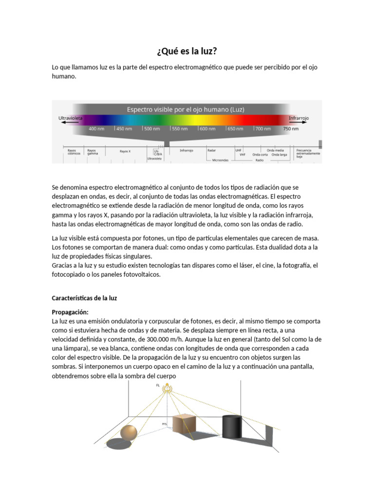 Características y efectos de la luz | PDF | Ligero | Radiación ...