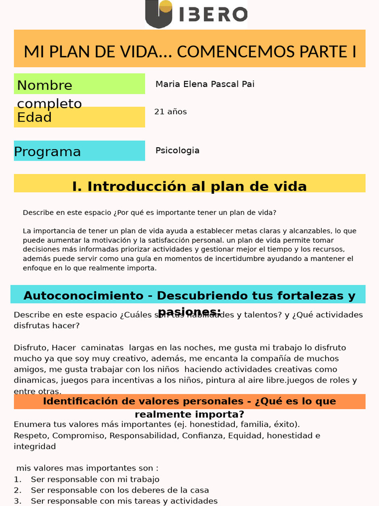 Importancia de un Plan de Vida Personal | PDF | Las emociones | Autoestima