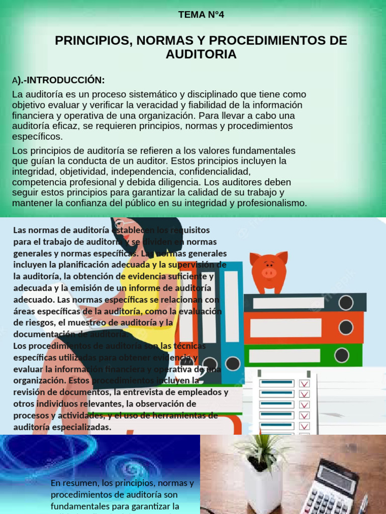 TEMA N° 4 Principios, Normas y Procedimientos de Auditoria | PDF ...